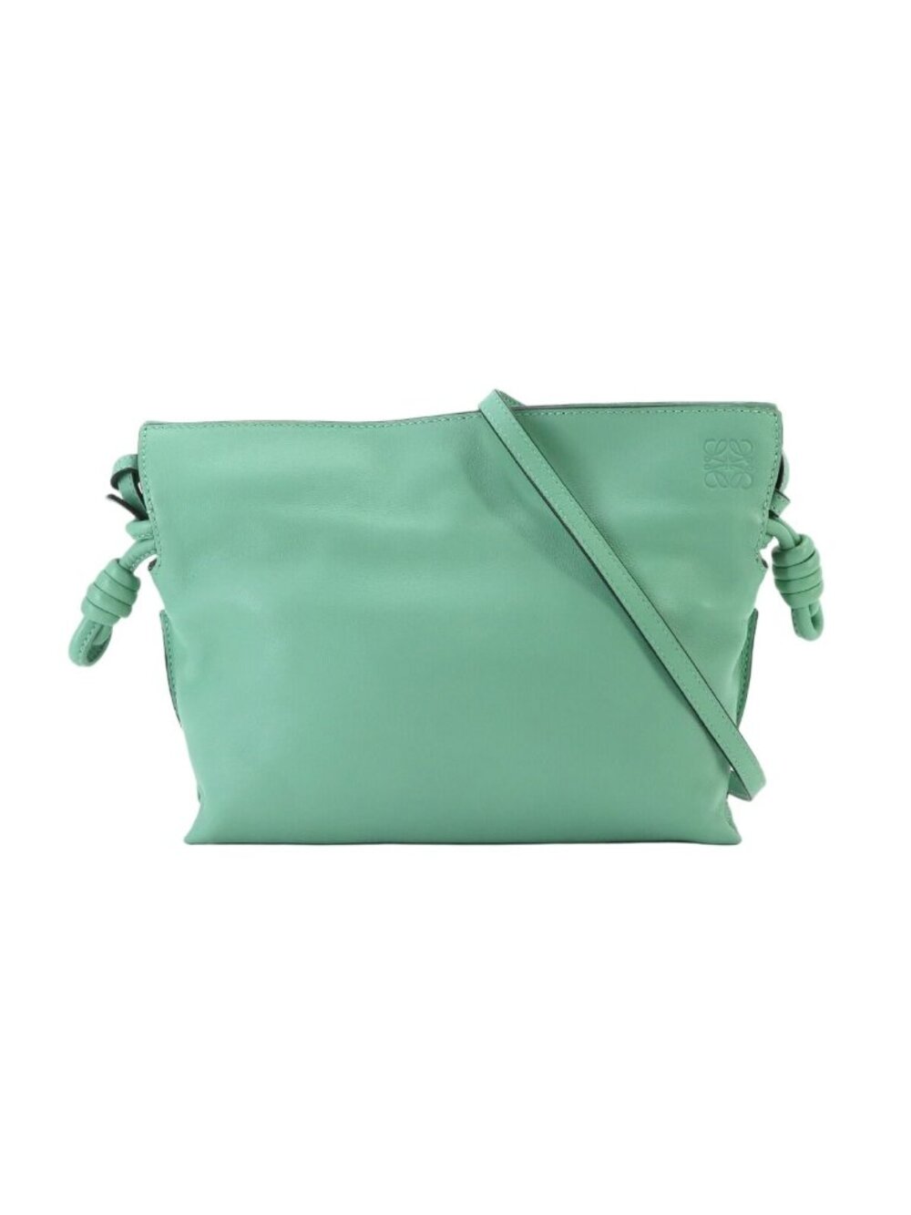 Loewe Flamenco Clutch Mini Shoulder Bag Leather Green Gold